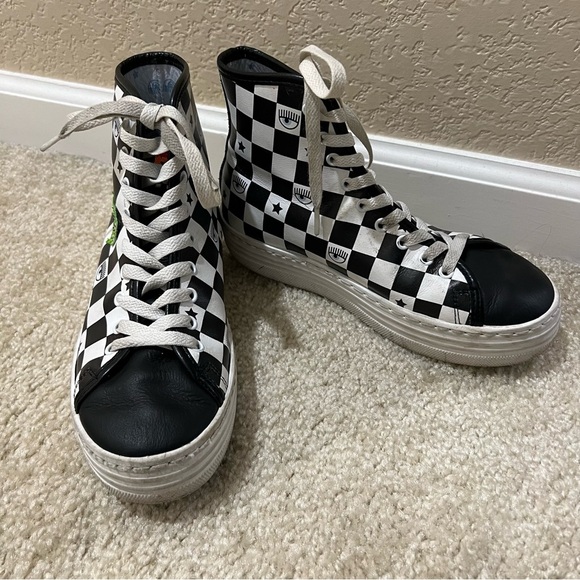 Chiara Ferragni Eye-motif High Top Sneakers Shoes Leather Italy Size EU 36 US 6 - Picture 16 of 16